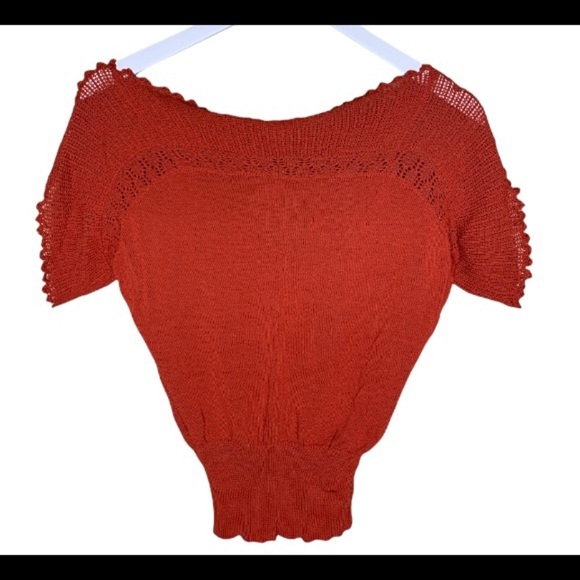 ANTHROPOLOGIE Yoana Baraschi Baubled Fan Sweater Rust Red/Burnt Orange Sz Small - Picture 7 of 16